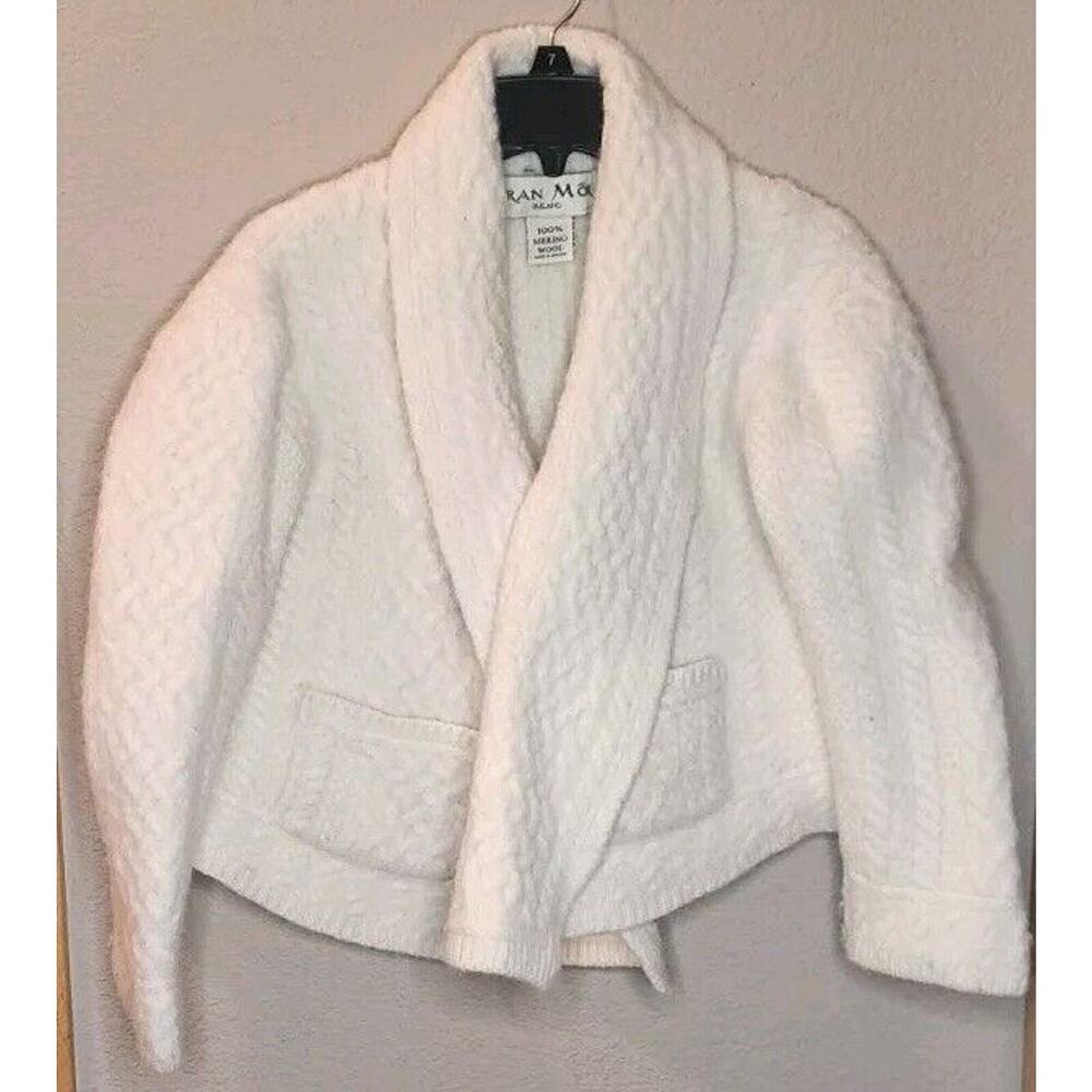 Aran Mor Cardigan Jacket - Size Women's Large 100% Merino Wool Made In Ireland